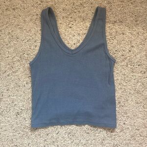 Hollister Blue/Gray Cropped Fitted Tank Top